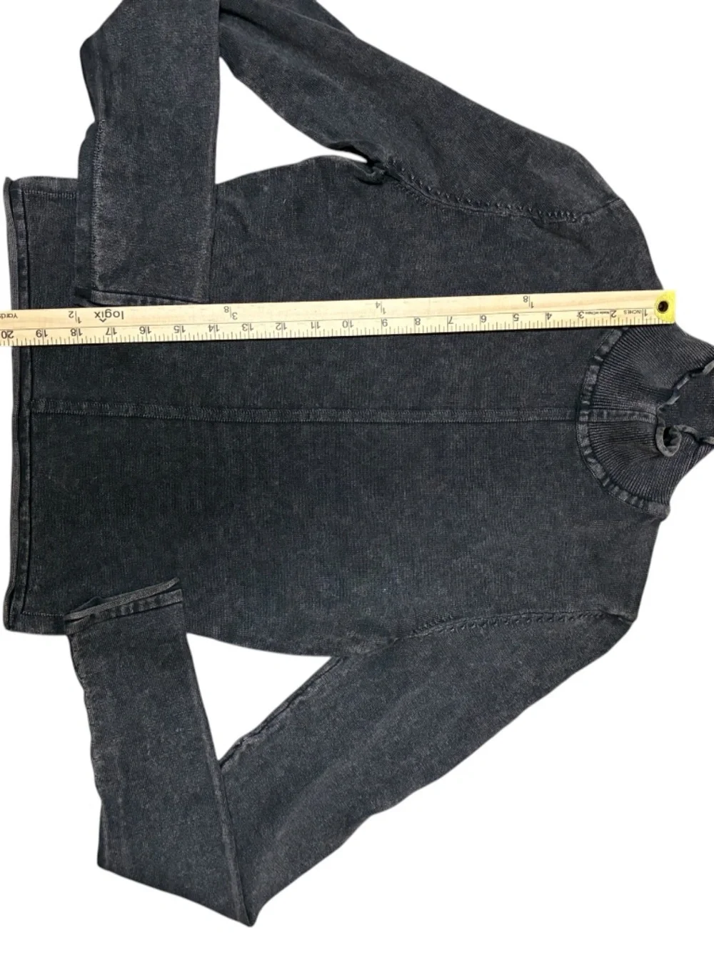 ZARA Ribbed mock Neck Long Sleeve shirt Hook & Eye Closure Gray Size Medium